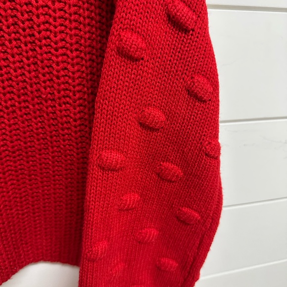Women's Jessica Simpson Red Cropped Sweater with Bubble Sleeves - Size Medium - Picture 4 of 4